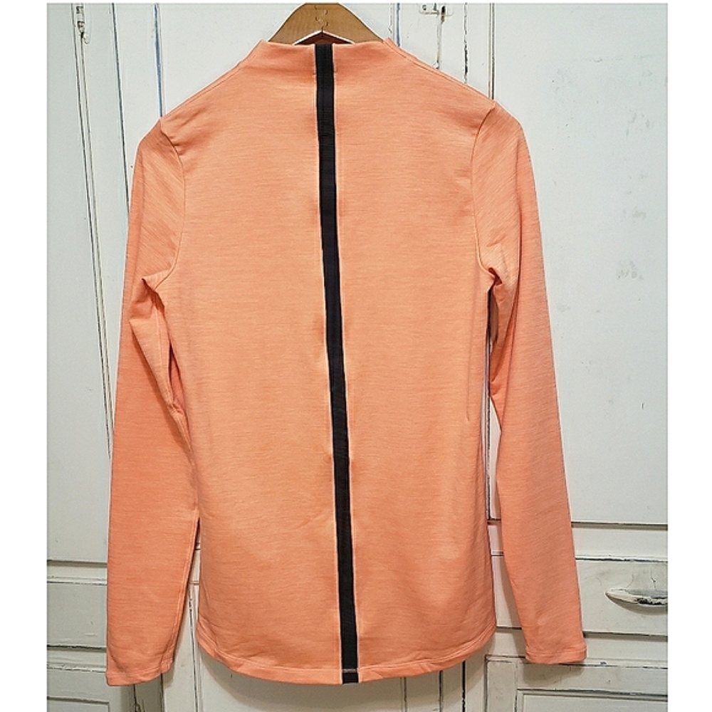 Underarmour Cold Gear Fitted Mock Neck Workout long sleeve coral orange t-shirt - Picture 6 of 7